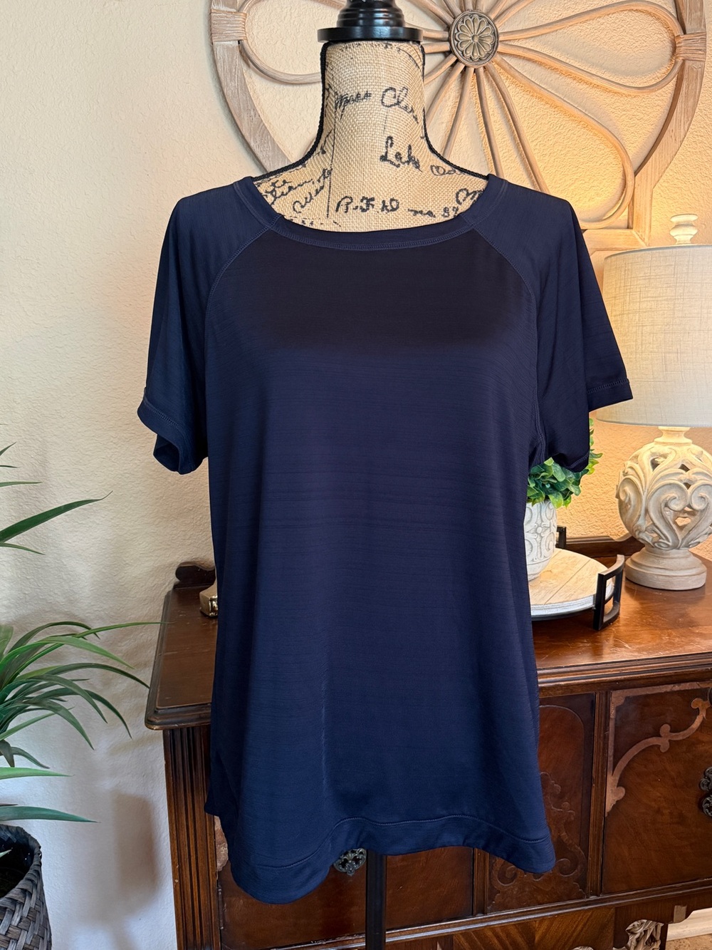 Talbots Navy UPF 50 Plus Short Sleeve Scoop Neck Swim Shirt